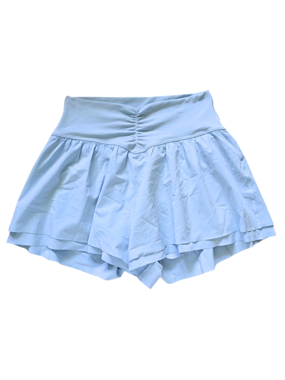 OFFLINE by Aerie Ruched Ruffle Flowy Shorts  Blue Large Athletic Tennis Skort